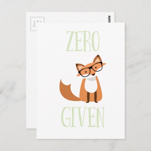 Zero Fox bei Funny Animal Fox Postkarte (Vorne/Hinten)