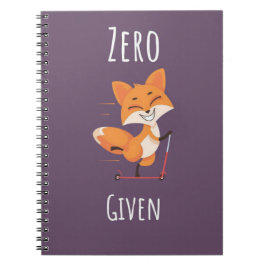 Zero Fox Given Funny Fox Pun Gifts Humor Saying Notizblock