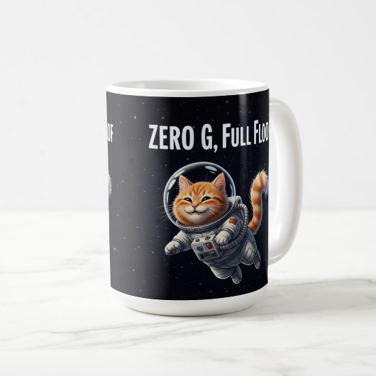 Zero G, Full Floof! Adorable Space Cat Kaffeetasse (VorderseiteRechts)
