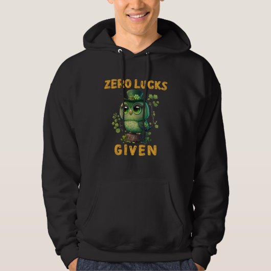 Zero Glück gegeben Süße Eule St. Patricks Day Par Hoodie (Vorderseite)
