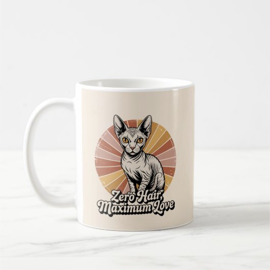 Zero Hair Maximum Love Sphynx Retro Kaffeetasse (Links)