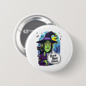 Zero Hex übergab lustiges Hexenkloster-T-Shirt Button (Vorne & Hinten)