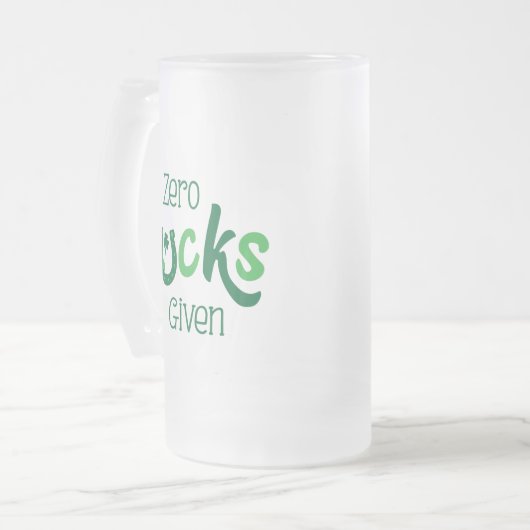 Zero Lucks zum Funny St Patricks Day Mattglas Bierglas (Vorderseite Links)