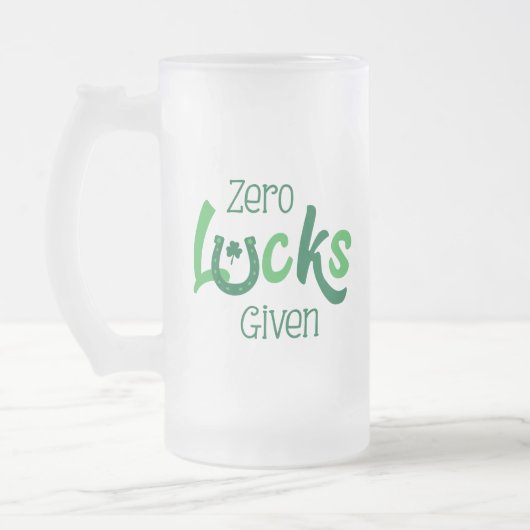 Zero Lucks zum Funny St Patricks Day Mattglas Bierglas (Links)