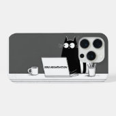 Zero Meowtivation Cat – Funny Lazy Work Cartoon iPhone Hülle (Rückseite (Horizontal))