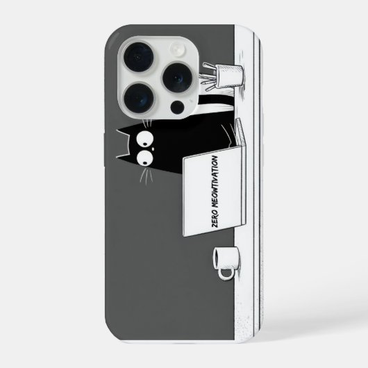 Zero Meowtivation Cat – Funny Lazy Work Cartoon iPhone Hülle (Rückseite)