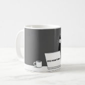 Zero Meowtivation Cat – Funny Lazy Work Cartoon Kaffeetasse (Vorderseite Links)