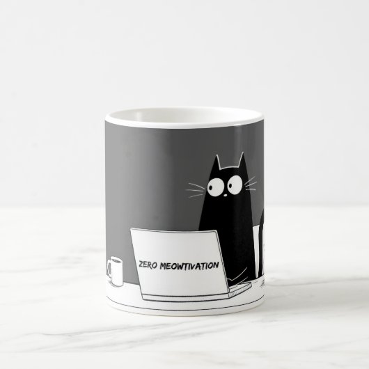 Zero Meowtivation Cat – Funny Lazy Work Cartoon Kaffeetasse (Mittel)