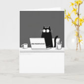 Zero Meowtivation Cat – Funny Lazy Work Cartoon Karte (Gelbe Blume)