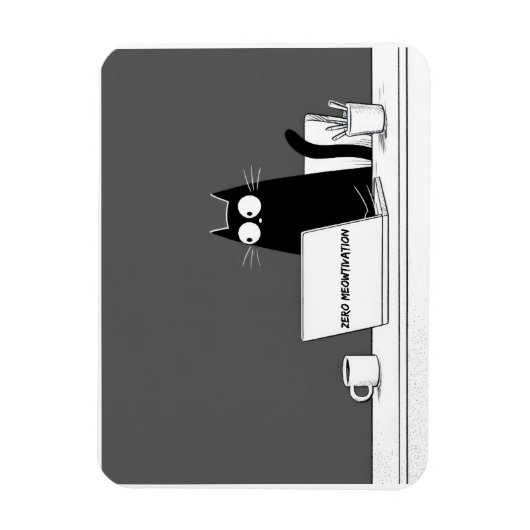 Zero Meowtivation Cat – Funny Lazy Work Cartoon Magnet (Vertikal)