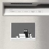 Zero Meowtivation Cat – Funny Lazy Work Cartoon Magnet (In Situ (Geschirrspüler))
