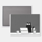 Zero Meowtivation Cat – Funny Lazy Work Cartoon Magnet (Vorderseite/Rückseite)