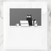 Zero Meowtivation Cat – Funny Lazy Work Cartoon Rechteckiger Aufkleber (Tasche)