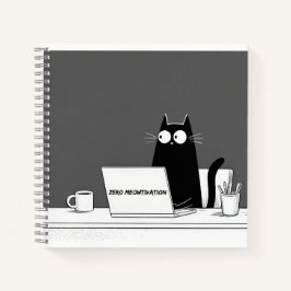 Zero Meowtivation Katze – Lustiger Cartoon über fa Notizblock