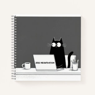 Zero Meowtivation Katze – Lustiger Cartoon über fa Notizblock