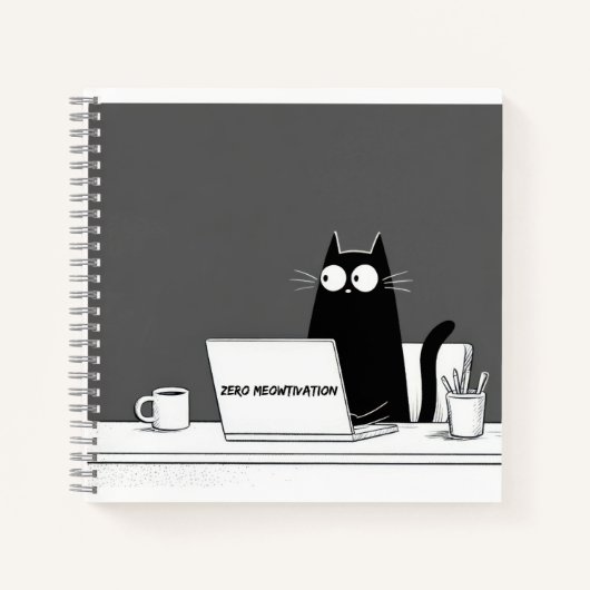 Zero Meowtivation Katze – Lustiger Cartoon über fa Notizblock (Vorderseite)