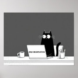 Zero Meowtivation Katze – Lustiger Fauler Arbeits- Poster