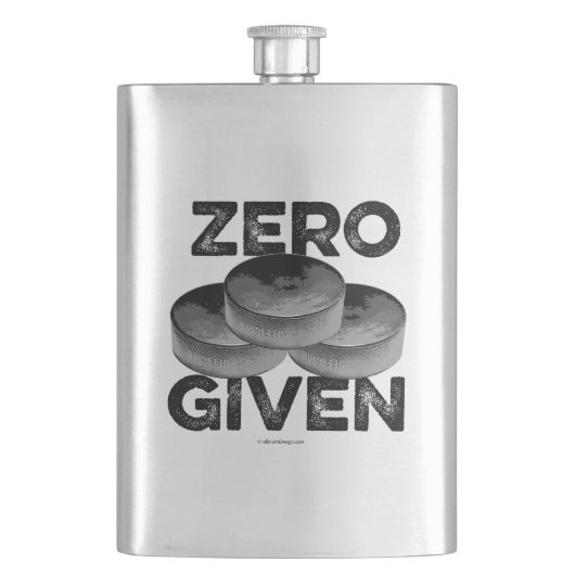 Zero Pucks gegeben (Hockey Flasche) Flachmann (Vorderseite)