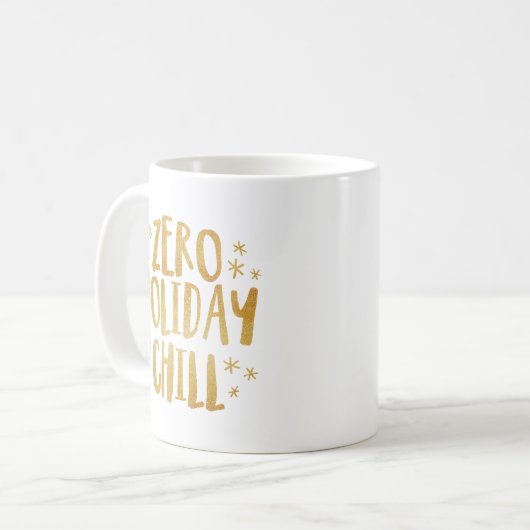 Zero Urlaub Chillout lustige Glitzer Weihnachten T Kaffeetasse (Vorderseite Links)