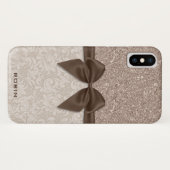 Zerquetschte Champagne-Edelsteine, beige Damast Case-Mate iPhone Hülle (Rückseite (Horizontal))