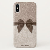 Zerquetschte Champagne-Edelsteine, beige Damast Case-Mate iPhone Hülle (Rückseite)