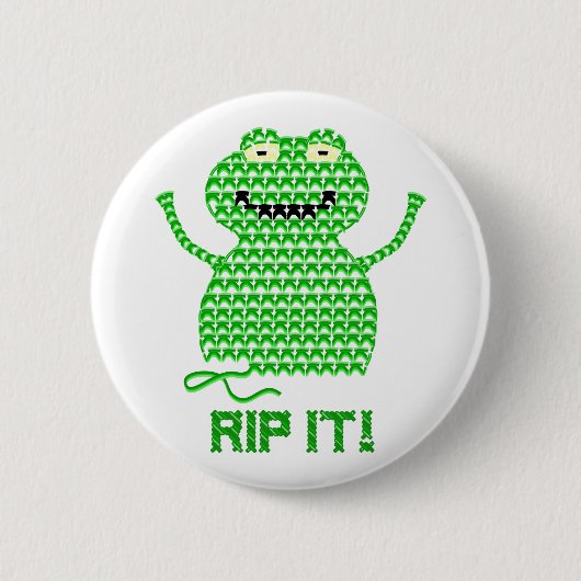Zerreißen Sie es! Vector Häkelarbeit-Frosch Button (Vorderseite)