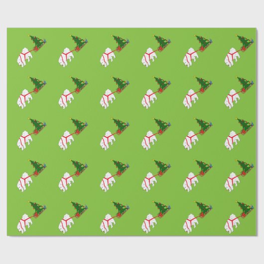 Zerren Sie den Samoyed, der Weihnachtsbaum zieht Geschenkpapier (Flach)