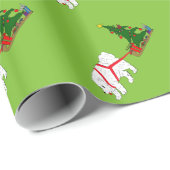 Zerren Sie den Samoyed, der Weihnachtsbaum zieht Geschenkpapier (Rolleneckpunkt)