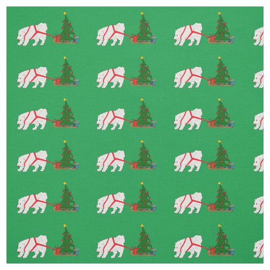 Zerren Sie den Samoyed, der Weihnachtsbaum zieht Stoff (Muster)
