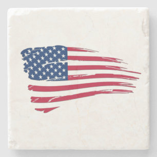 Zerrissene amerikanische Flagge Steinuntersetzer