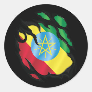Zerrissene äthiopische Flagge Runder Aufkleber