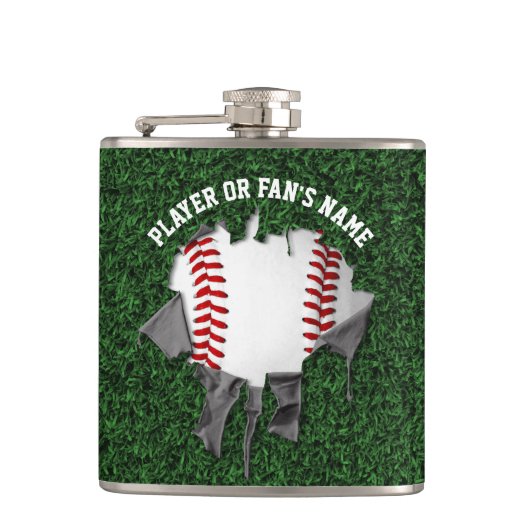 Zerrissene Baseball-Hip-Flasche Flachmann (Vorderseite)