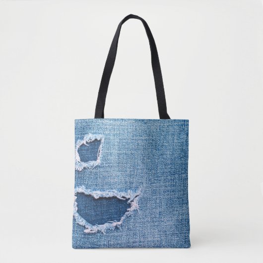 Zerrissene Denim-Gewebetextur, blaue Farbtöne. Tasche (Vorderseite)