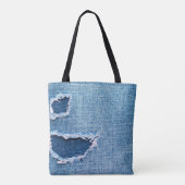 Zerrissene Denim-Gewebetextur, blaue Farbtöne. Tasche (Rückseite)