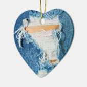 Zerrissene heftige Denim-Blue Jeans Keramik Ornament (Links)