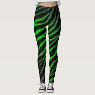 Zerrissene RaumZeit-Streifen - Lila/Grün Leggings
