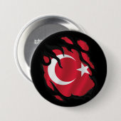 Zerrissene Türkei-Flagge Button (Vorne & Hinten)