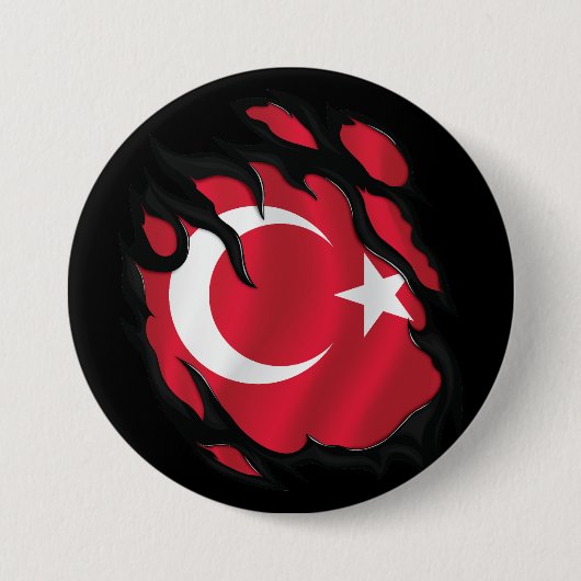 Zerrissene Türkei-Flagge Button (Vorderseite)
