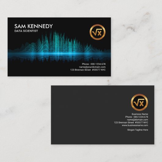 Zerrissener binärer blauer visitenkarte (Vorne/Hinten)