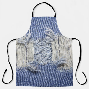 Zerrissener blauer Denim: Jeans Textur. Schürze