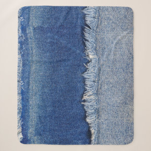 Zerrissener Jeans-Stoffhintergrund Sherpadecke