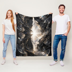 Zerrissener Schleier des Lichts - Schwarzes Gold L Fleecedecke
