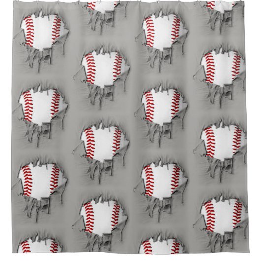 Zerrissenes Baseball Duschvorhang (Vorderseite)