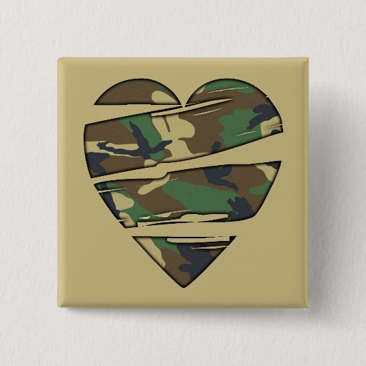 Zerrissenes Camouflage-Herz Button (Vorderseite)