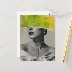 Zerrissenes Gesicht Elegante Kleidung Mixed Media Postkarte
