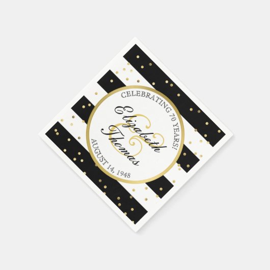 Zerrstreifen | 70. Party zum Hochzeitstag Serviette (Ecke)