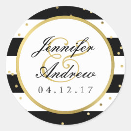 Zerrstreifen | Eleganter Hochzeitsticker Runder Aufkleber