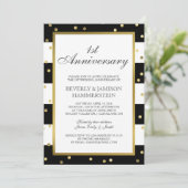 Zerrstreifen | Party zum 1. Hochzeitstag Einladung (Stehend Vorderseite)