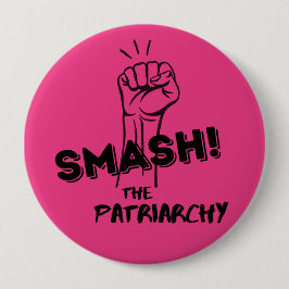 Zerschlagen des Patriarchats, heiß rosa feministis Button