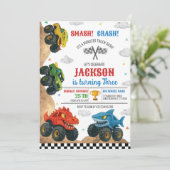 Zerschlagenes Monster-Kindergeburtstag-Party Einladung (Stehend Vorderseite)